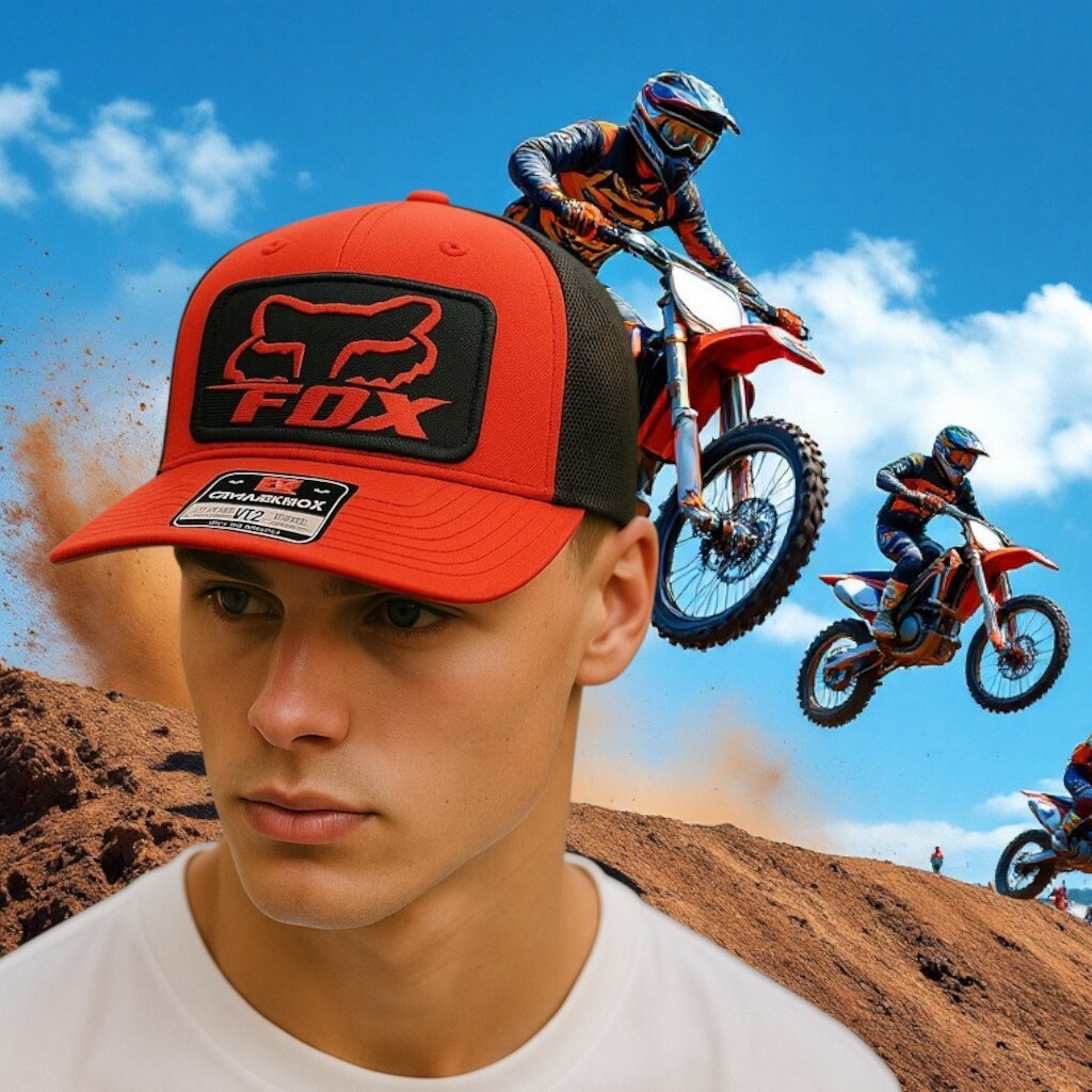 Fox Red and Black Mesh Snapback Trucker Richardson 112 Hat