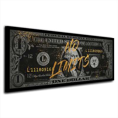Dollar No Limits Pop Art Gold Style Leinwandbild Wandbild Kunstdruck XL Wanddeko