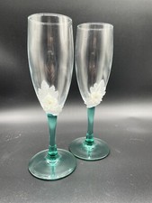 Luminarc Bicchieri Champagne con Steli Acqua/Teal Abbellimenti Fiori 8"
