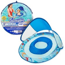 Swimways Sun Canopy Inflatable Baby Spring Float for Kids 9-24 Months, Shark Des