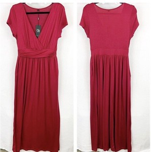 red short sleeve maxi dress