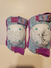 Childs Knee Pads Set Frozen Theme Skating Accy Plastic Cover Pink Edge GUC B1