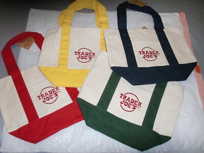 Trader Joe s Mini Canvas Reusable Tote Bags a Set of All 4 Colors New with Tags!