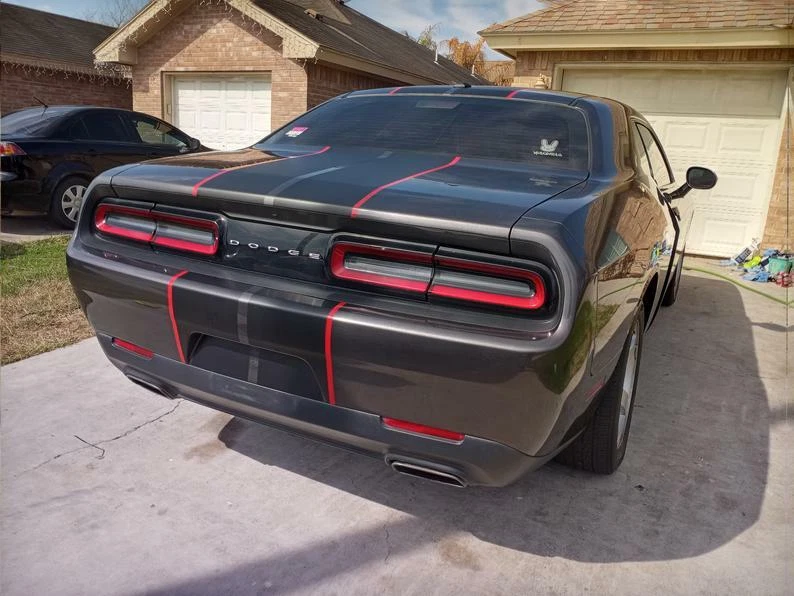 PARA 08-14 Dodge Challenger 10" Racing Stripe 36 PIES Gráfico + Rayas Rojas  Foto 2 de 4
