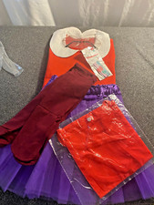 Lot of Halloween Costume Items Red Shirt, Purple TuTu, Glasses, Hair Pins, Plus