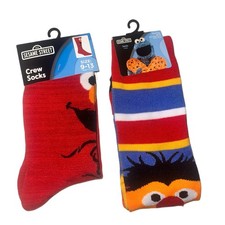 Sesame Street Crew Socks Lot of 2 Elmo Ernie Size 9-13 Licensed New