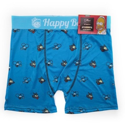 Simpsons Itchy Scratchy Boxer Briefs Mens Medium Blue Cartoon Underwear