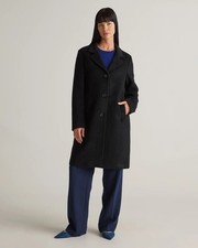 Quince NWT Women's Camel Hair Single-Breasted Midi Coat Black S Small