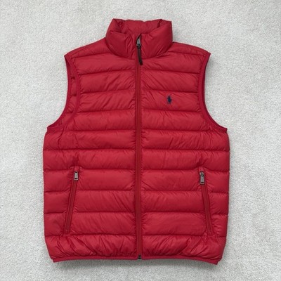 Polo Ralph Lauren Down Vest Men s Medium Red Goose Down Full Zip Puffer