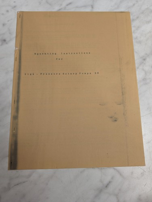 #ad OPERATING INSTRUCTIONS FOR HIGH PRESSURE ROTARY PUMPS BM $22.50