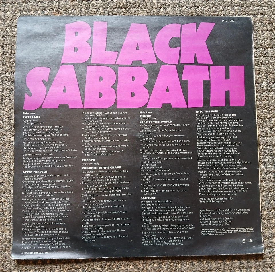 Black Sabbath RARE Rhodesia Zimbabwe Promo Master Maiden Led Metallica Priest - Image 2 of 4