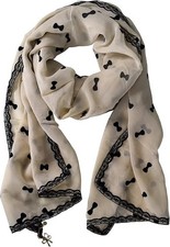 Vintage Nautical Anchor Print Multi-color Scarf Tan Bow 