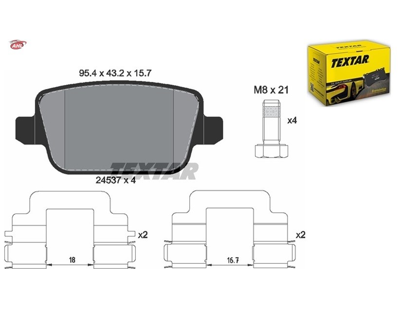 Plaquettes TEXTAR 2453703 anti-bruit pour disques FORD et VOLVO