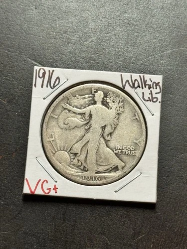 1916 P Walking Liberty Silver Half Dollar VG Very Good Better Date Coin (18282)