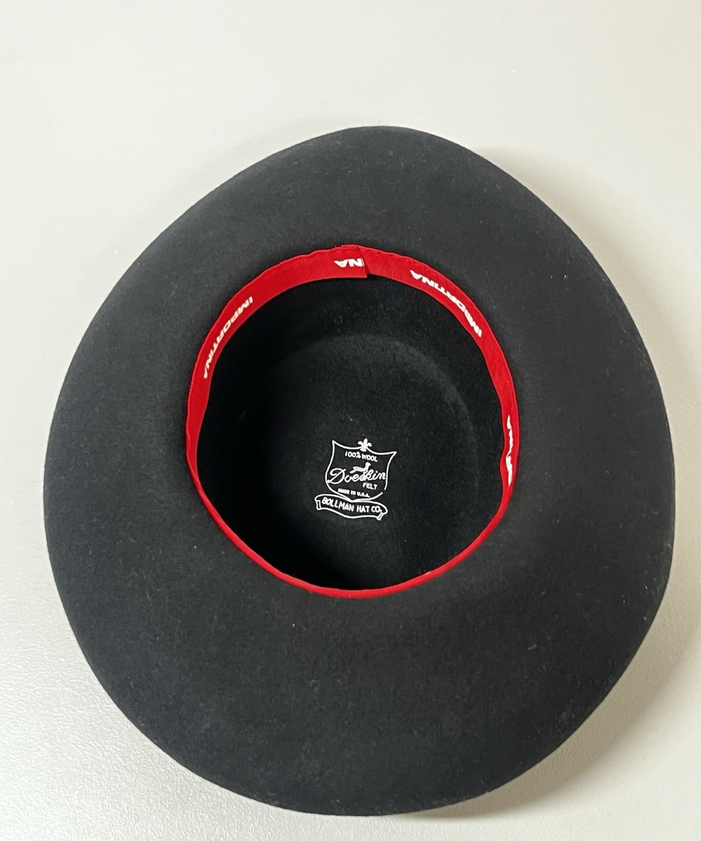 Bollman Hat Co 100% Wool Felt Hat Black Western Made in USA  display picture 3