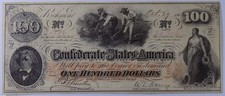 1862 $100 Confederate States of America Slaves T-41 VF