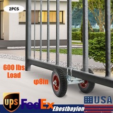 2pcs 8'' Heavy-Duty Rubber Wheel Double-U Bolts Gate Roller 600 lbs max. Load
