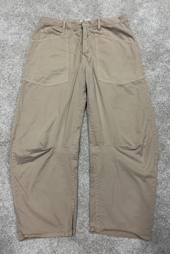 Nili Lotan Shon Tan Barrel Leg Carpenter Utility Pants Size 8 Made in USA