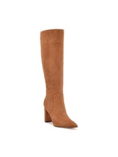 NINE WEST Womens Brown Comfort Danee Pointed Toe Block Heel Leather Boots 9.5 M