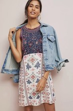 Anthropologie Akemi & Kin Embroidered Southwestern Tribal Boho Dress Size 14 NEW