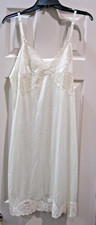 Vintage Vanity Fair Full Slip Size 36 24" White Nylon with Lace Hem and Bodice