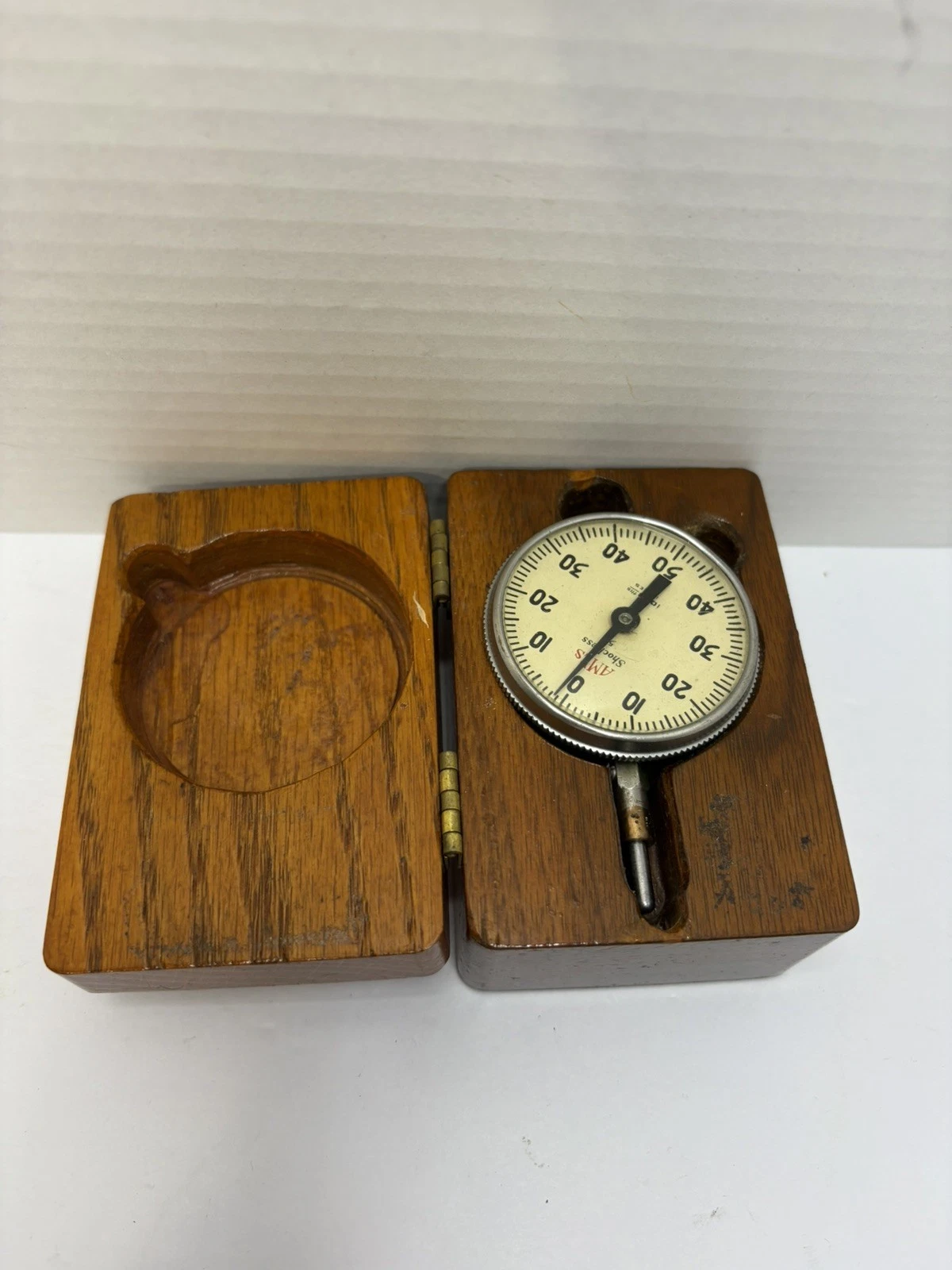 Vintage Ames 201 Dial Tester Indicator For Measuring Distance With Wooden Box