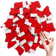 48 Pcs Mini Christmas Stockings Set for Craft Red Felt Tiny Christmas Stockin...