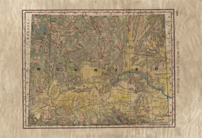 Wyoming Wagon Roads Map Art Print Poster Artwork Wall Art Great Home Decor Gift