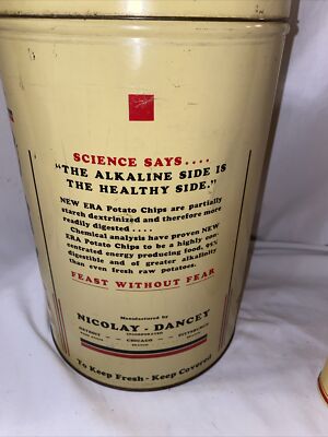 Vintage New Era Potato Chips Can & Salt & Pepper Shakers Art Deco