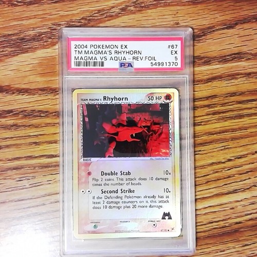 Team Magma S Rhyhorn 67 95 Team Magma V Aqua Reverse Graded Pokemon Card Psa 5 Ebay