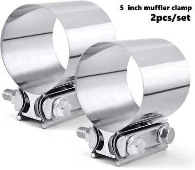 5 inch exhaust clamp Stainless Band Exhaust Clamp 5'' Step Clamp Lap Joint  NEW