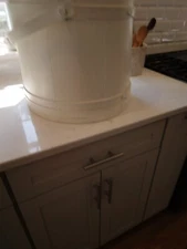 Wooden Vintage White Firkin. For Magazines/storage So shabby.