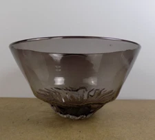 Mid Century Modern Scandinavian Brown Art Glass Bowl 10" x 5.5" Vintage