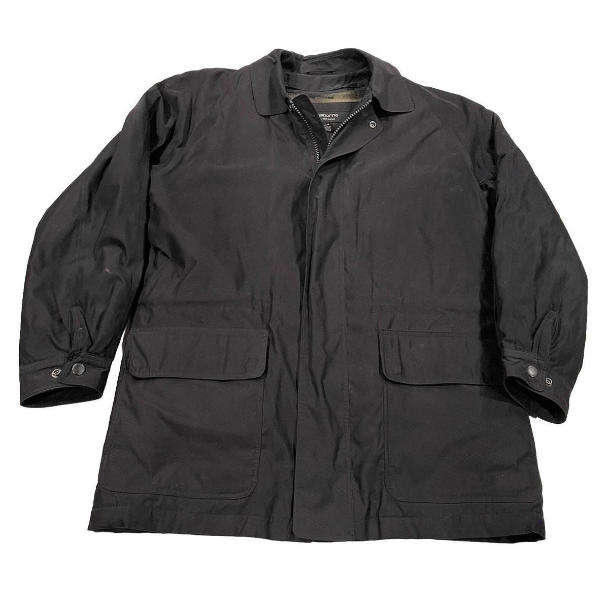 Claiborne Outerwear Microfiber Men's Jacket Large Black Zip Out