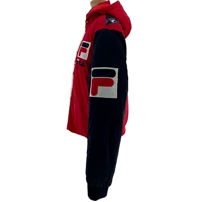 FILA P1 Tech Heavyweight Windbreaker Jacket Logo Hooded Red