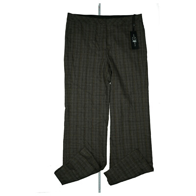 Luisa Cerano women's business stretch check pants classy size 42 W34 L34 grey check New