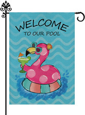 Summer Garden Flag Pool Sign Flamingo Pool Decoration Seasonal Outdoor Farmhouse