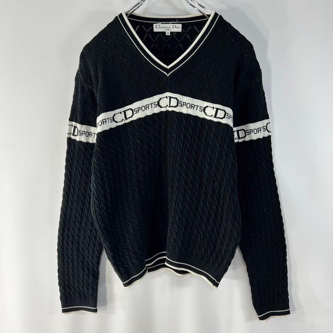 Christian Dior Vintage Knit Sports Sweater CD Logo Black x Christian Dior Vintage Knit Sports Sweater CD Logo Black x