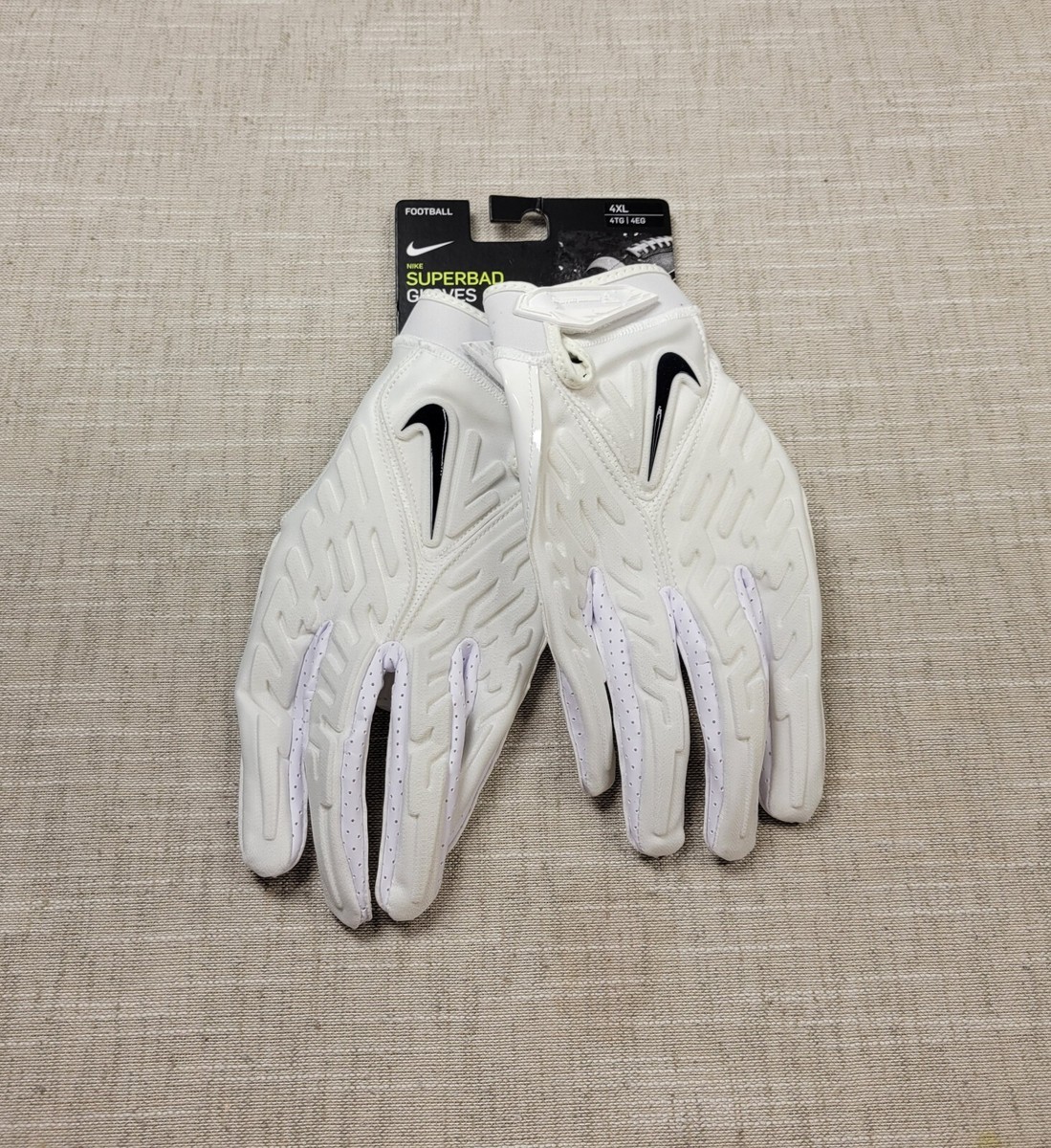 NIKE Superbad Football Gloves 4XL Mens White Black West Virginia