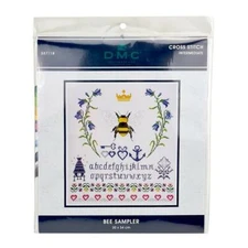Bee Sampler Counted Cross Stitch Kit by DMC 587118, 30 x 34cm evenweave fabric.