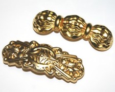 Hair Clip Barrette Gold Tone Color Ruffle Elegant Vintage Ornate Made in France