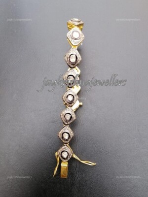Polki Diamond Bracelet, 925 Sterling Silver Slice Diamond Birthday Gift Bracelet