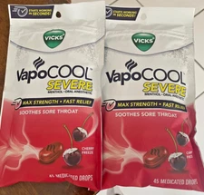 pack of 2 Vicks VAPOCOOL Severe Medicated Drops CHERRY FREEZE anesthetic oral