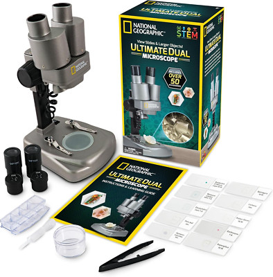 NATIONAL GEOGRAPHIC Dual LED Kids Microscope - 50+ Pc Science Kit with 10 Pre...
