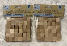 (2 packs of 36) Wood Craft Cubes Small Wooden .59" Square Blocks