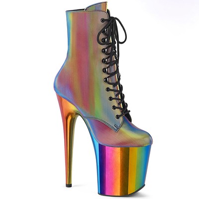 Womens 20cm Sexy High Heels Faux Leather Lace-up Platform Nightclub Ankle Boots
