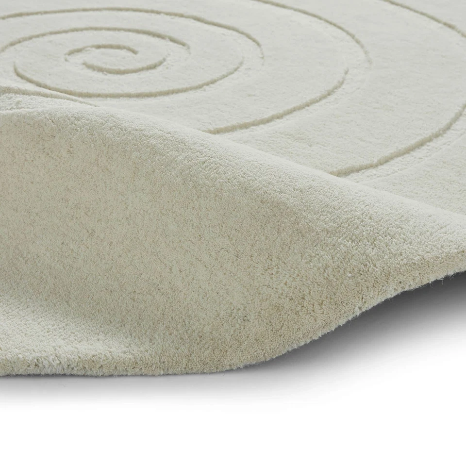 Spiral Contemporary Abstract Heavy Weight High Quality Wool Round Ivory Rugs - Image 2 of 2