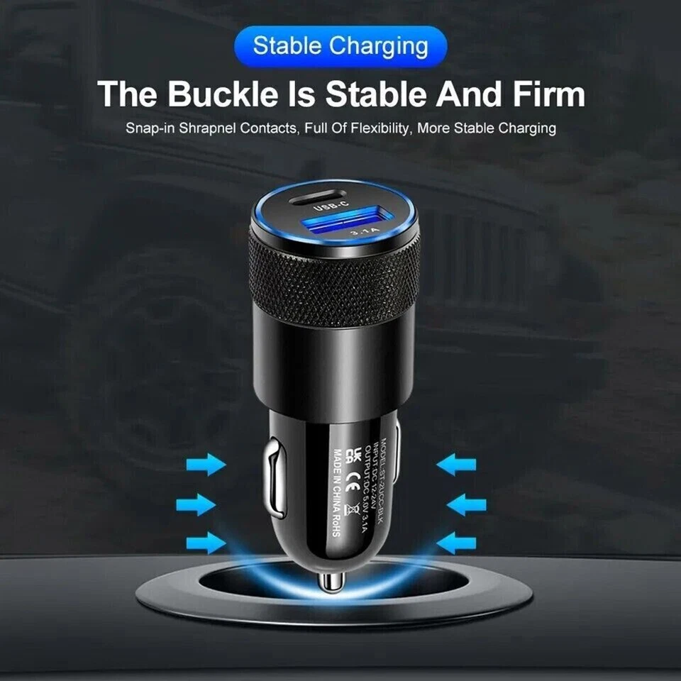 3 Pack 2 USB Port Fast Car Charger Adapter for iPhone Samsung Android Cell Phone - Image 4 of 4