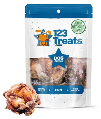123 TREATS Dog Bones Knee Caps 100% Natural & Long Lasting Beef Chews For Dogs Made in USA