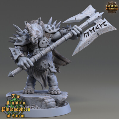 Rhino Warrior Dios, Beastmen Miniature Figure Fantasy Role Play Games 
